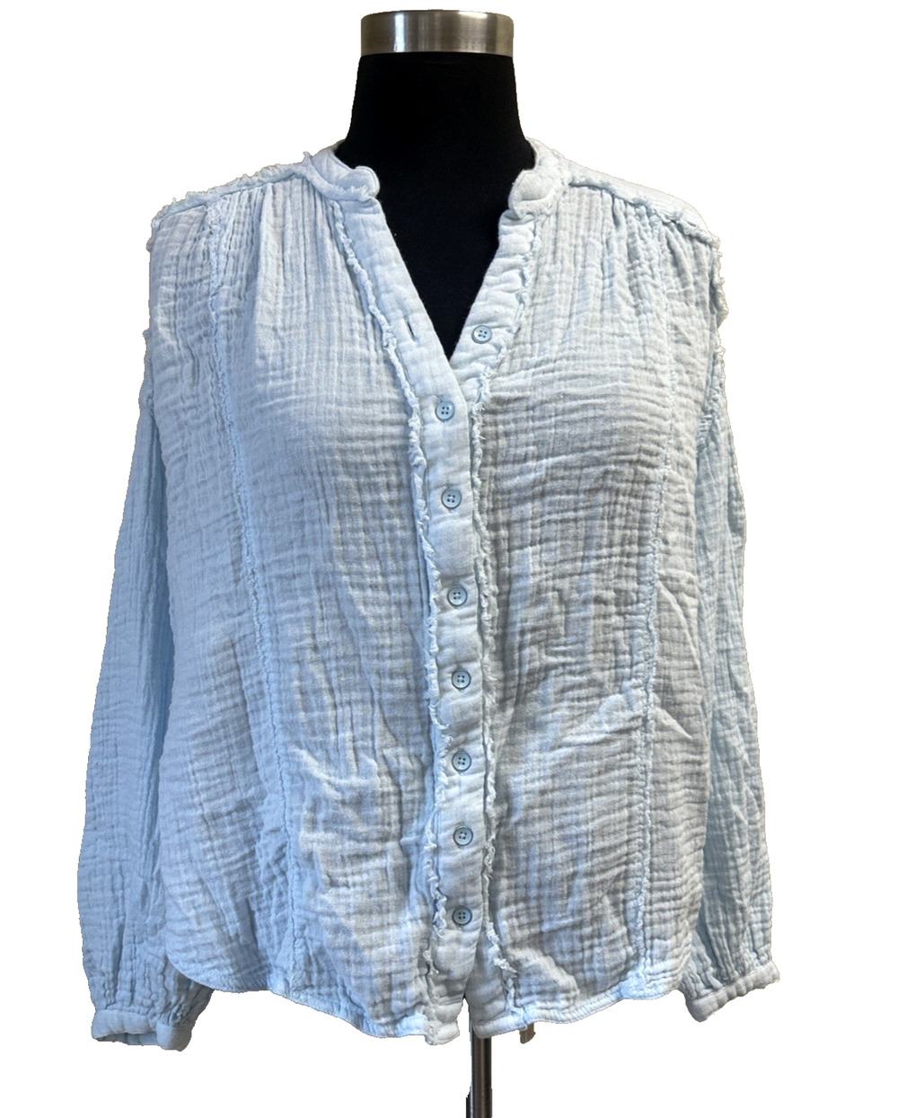 Free People We The Free Valley Double Cloth Shirt ICE BLUE Size XS $128